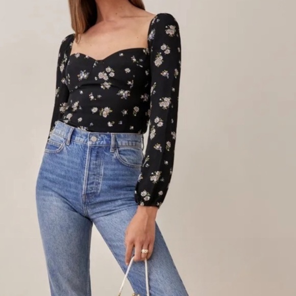NWOT Reformation Reign Top Daisy Black - Picture 4 of 7